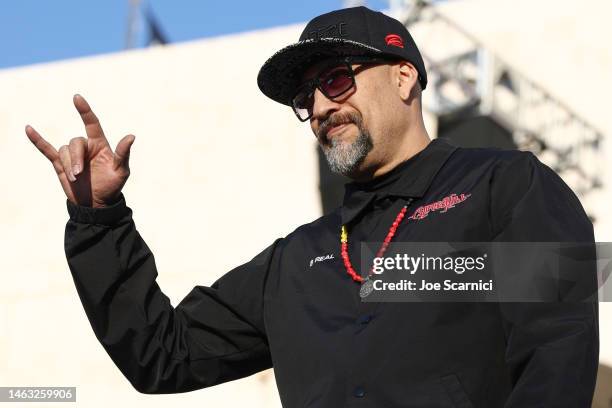 Rapper B-Real of Cypress Hill performs prior to the NASCAR Clash at the Coliseum at Los Angeles Memorial Coliseum on February 05, 2023 in Los...