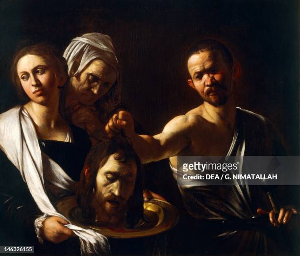 London, National Gallery Salome receives the head of John the Baptist, 1607-10, by Michelangelo Merisi da Caravaggio , oil on canvas, 91.5 x 106.7 cm.
