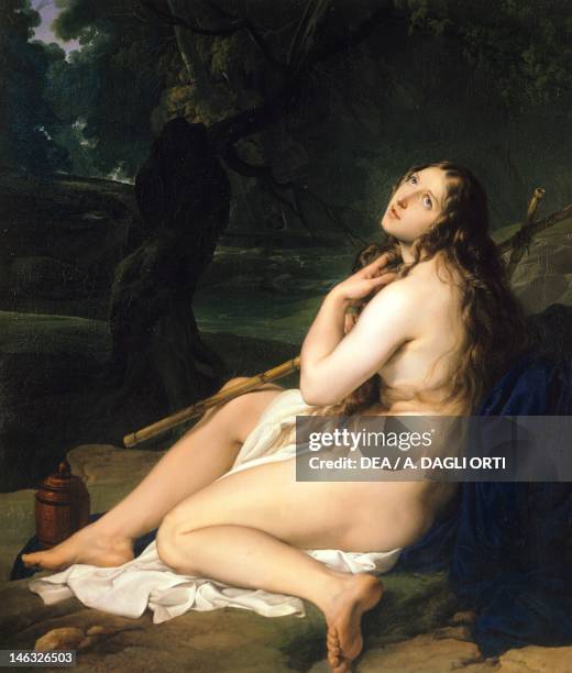 Penitent Saint Mary Magdalene by Francesco Hayez , oil on canvas, 131.5x112.6 cm.