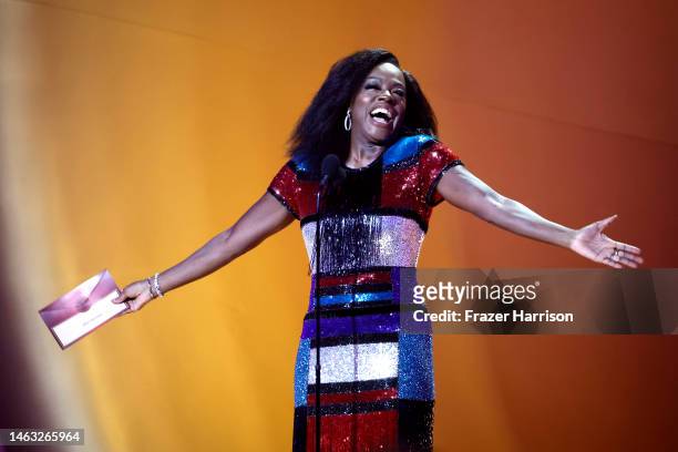 Viola Davis speaks onstage during the 65th GRAMMY Awards at Crypto.com Arena on February 05, 2023 in Los Angeles, California.