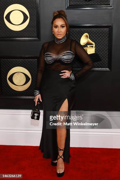 Adrienne Bailon attends the 65th GRAMMY Awards on February 05, 2023 in Los Angeles, California.