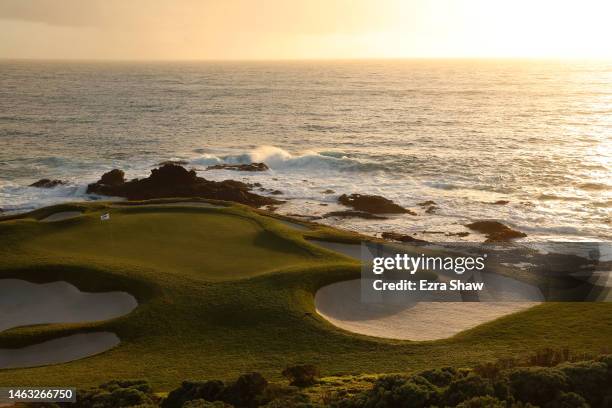 General view of the seventh hole during the final round of the AT&T Pebble Beach Pro-Am at Pebble Beach Golf Links on February 05, 2023 in Pebble...