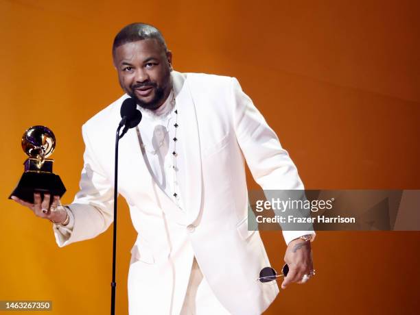 The-Dream accepts the Best R&B Song award for “Cuff It” onstage during the 65th GRAMMY Awards at Crypto.com Arena on February 05, 2023 in Los...