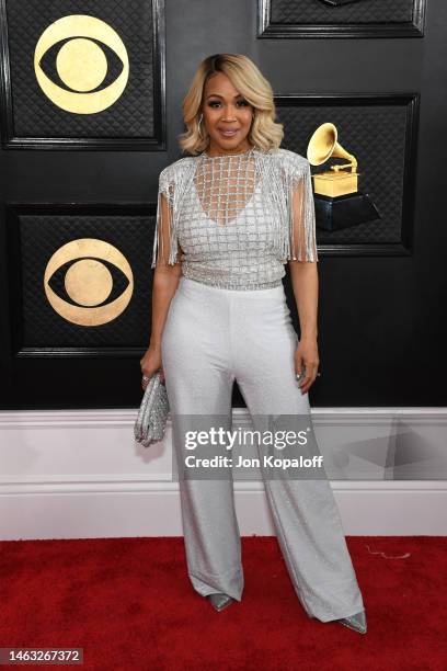 Erica Campbell attends the 65th GRAMMY Awards on February 05, 2023 in Los Angeles, California.