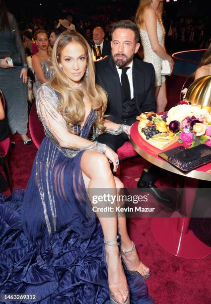 Jennifer Lopez and Ben Affleck attend the 65th GRAMMY Awards at Crypto.com Arena on February 05, 2023 in Los Angeles, California.