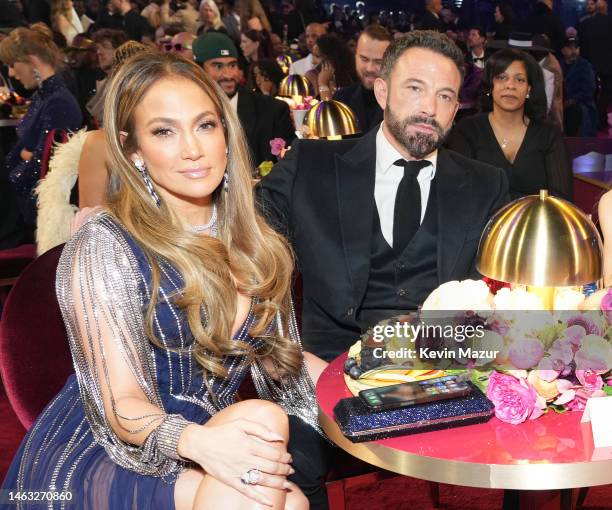 Jennifer Lopez and Ben Affleck attend the 65th GRAMMY Awards at Crypto.com Arena on February 05, 2023 in Los Angeles, California.