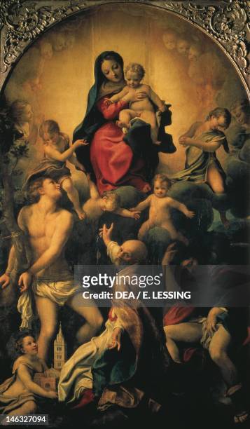 Dresda, Gemäldegalerie Alte Meister Madonna and Child with St Sebastian by Antonio Allegri, known as Correggio , oil on canvas, 265x161 cm.