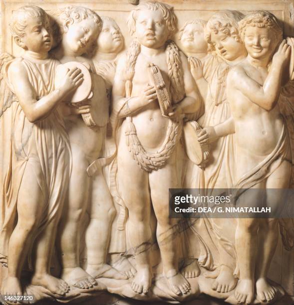 Florence, Museo Dell'Opera Di Santa Maria Del Fiore Cantoria , 1431-1438, by Luca della Robbia , marble relief for the Cathedral of Santa Maria del...
