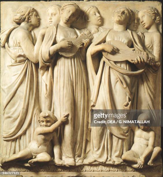 Florence, Museo Dell'Opera Di Santa Maria Del Fiore Cantoria , 1431-1438, by Luca della Robbia , marble relief for the Cathedral of Santa Maria del...