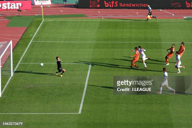 Gaku Shibasaki of Kashima Antlers scores the team's second goal during the J.League Yamazaki Nabisco Cup final between Shimizu S-Pulse and of Kashima...
