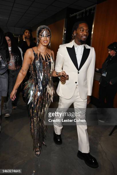 Cardi B and Offset attend the 65th GRAMMY Awards at Crypto.com Arena on February 05, 2023 in Los Angeles, California.