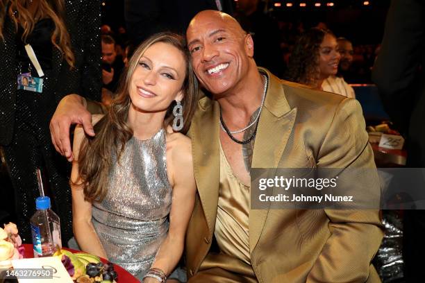Dwayne Johnson and Lauren Hashian attend the 65th GRAMMY Awards on February 05, 2023 in Los Angeles, California.