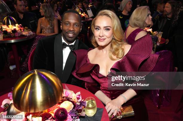 Rich Paul and Adele attend the 65th GRAMMY Awards at Crypto.com Arena on February 05, 2023 in Los Angeles, California.