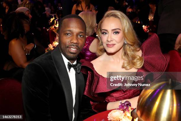 Rich Paul and Adele attend the 65th GRAMMY Awards at Crypto.com Arena on February 05, 2023 in Los Angeles, California.