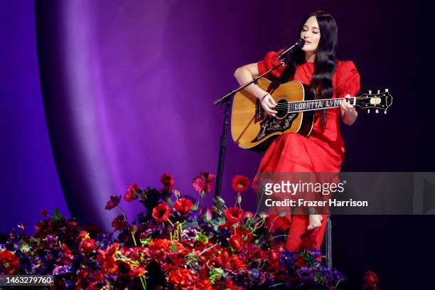 Kacey Musgraves performs onstage during the 65th GRAMMY Awards at Crypto.com Arena on February 05, 2023 in Los Angeles, California.