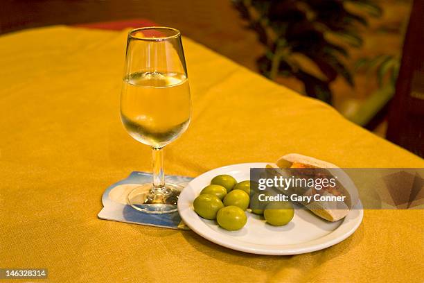 fino sherry with tapas - sherry stock pictures, royalty-free photos & images