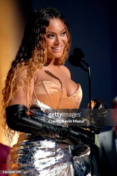 Beyoncé accepts Best Dance/Electronic Music Album for “Renaissance” onstage during the 65th GRAMMY Awards at Crypto.com Arena on February 05, 2023 in...