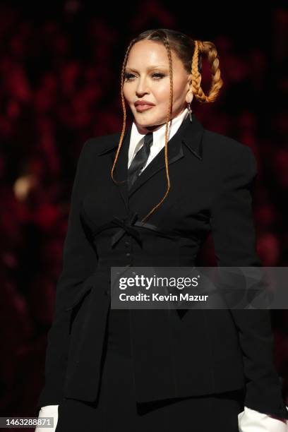 Madonna speaks onstage during the 65th GRAMMY Awards at Crypto.com Arena on February 05, 2023 in Los Angeles, California.