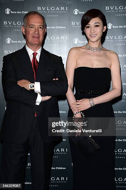 Francesco Trapani and Li Xiao Ran attend the ' Bulgari Hotel and Residences London Official Opening' on June 12, 2012 in London, England.