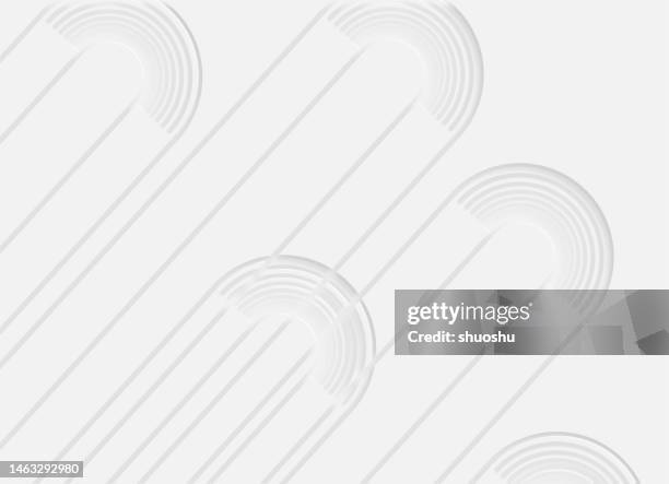 abstract white curve stripe papercutting pattern texture background - half circle 3d stock illustrations