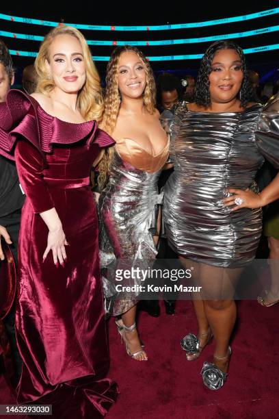 Adele, Beyoncé, and Lizzo attend the 65th GRAMMY Awards at Crypto.com Arena on February 05, 2023 in Los Angeles, California.