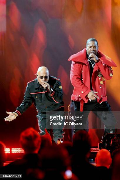 Spliff Star and Busta Rhymes perform onstage during the 65th GRAMMY Awards at Crypto.com Arena on February 05, 2023 in Los Angeles, California.