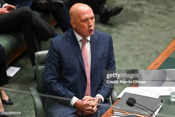 Leader of the Opposition Peter Dutton during Question Time in the House of Representatives on February 06, 2023 in Canberra, Australia. The political...