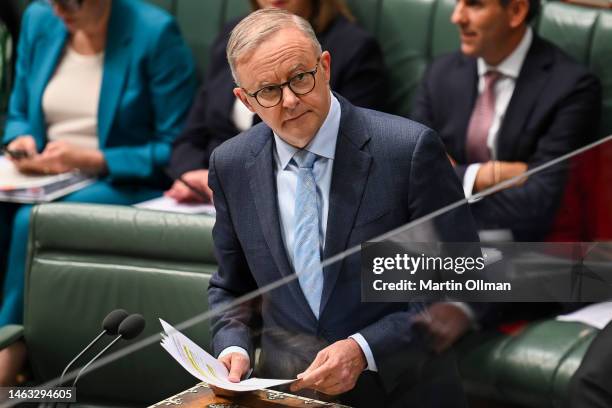 Prime Minister Anthony Albanese during Question Time in the House of Representatives on February 06, 2023 in Canberra, Australia. The political year...