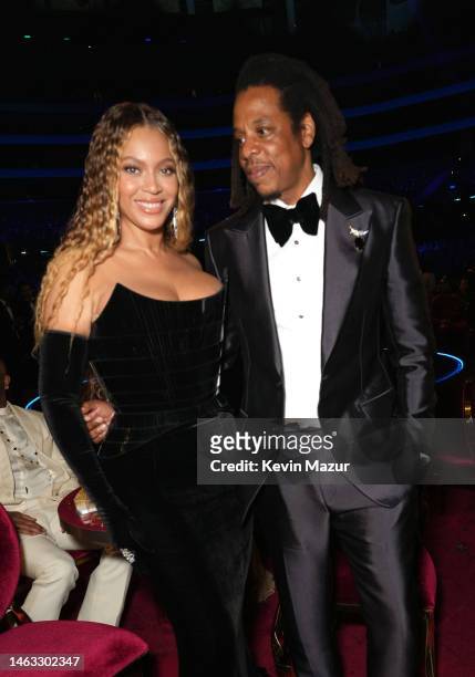 Beyoncé and Jay-Z attend the 65th GRAMMY Awards at Crypto.com Arena on February 05, 2023 in Los Angeles, California.