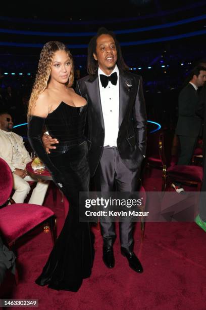 Beyoncé and Jay-Z attend the 65th GRAMMY Awards at Crypto.com Arena on February 05, 2023 in Los Angeles, California.