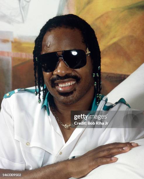 Musician and Songwriter Stevie Wonder, portrait session, September 2, 1984 in Los Angeles, California.