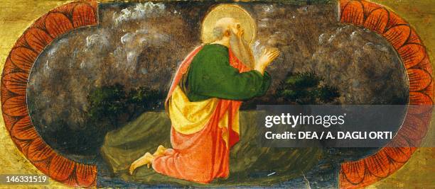 Florence, Museo Diocesano Di Santo Stefano Al Ponte Sts John on Patmos, detail from the right side of the Quarate predella, by Paolo Uccello ,...