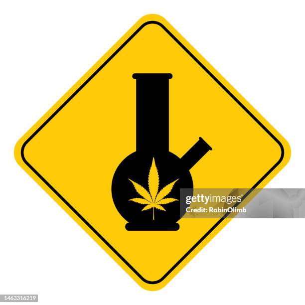 marijuana bong road sign - bong stock illustrations