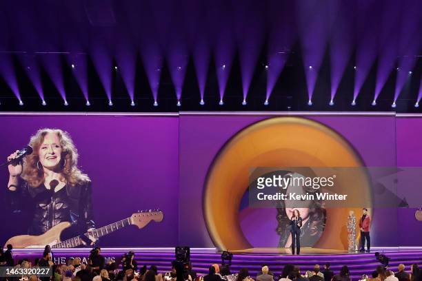 Bonnie Raitt accepts Song of the Year for “Just Like That” onstage during the 65th GRAMMY Awards at Crypto.com Arena on February 05, 2023 in Los...