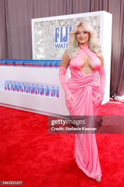 Bebe Rexha attends the 65th GRAMMY Awards with FIJI Water at the 65th GRAMMY Awards on February 05, 2023 in Los Angeles, California.