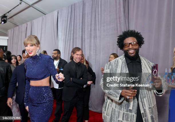 Taylor Swift and Questlove attend the 65th GRAMMY Awards with FIJI Water at the 65th GRAMMY Awards on February 05, 2023 in Los Angeles, California.