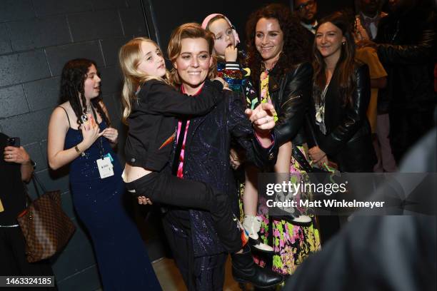 Evangeline Ruth Carlile, Brandi Carlile, Elijah Carlile, and Catherine Shepherd attend the 65th GRAMMY Awards at Crypto.com Arena on February 05,...