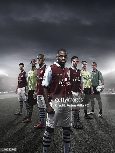 In this handout photographic illustration provided by Aston Villa, Aston Villa are proud to officially unveil their new 2012-13 home and away kits....