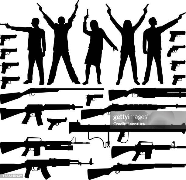 stockillustraties, clipart, cartoons en iconen met guns and gunners - handgun