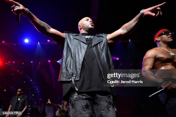 Flo Rida performs at the 65th GRAMMY Awards GRAMMY Celebration at Los Angeles Convention Center on February 05, 2023 in Los Angeles, California.