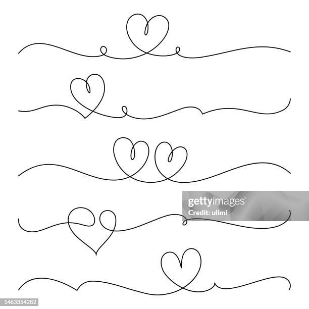 hearts - contour drawing stock illustrations