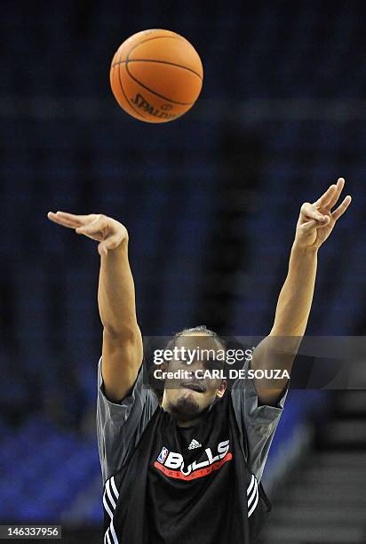 In a file picture taken on October 5, 2009 Chicago Bulls' basketball player, Joakim Noah is pictured during a training session at the O2 Arena, in...