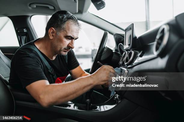 car cleaning and valeting service - clean car interior stock pictures, royalty-free photos & images