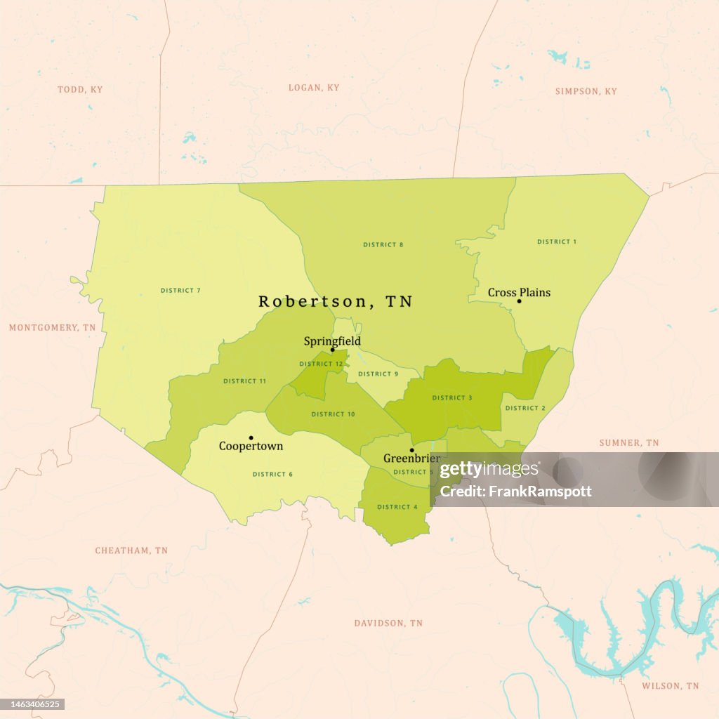 TN Robertson County Vector Map Green