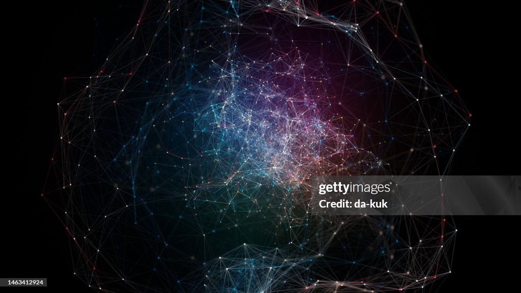 Digital network abstract background isolated on black