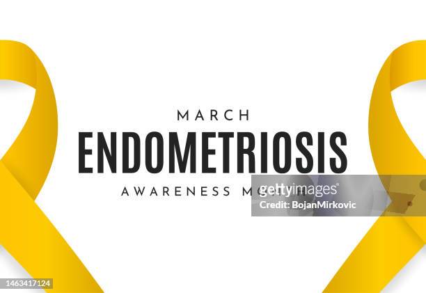 endometriosis awareness month poster, march. vector - yellow ribbon stock illustrations