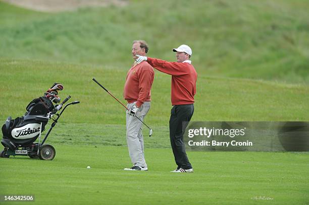 Shane White and John Dwyer of Ashbourne GC in action during the Virgin Atlantic PGA National Pro-Am Championship - Regional Final at the K Club June...