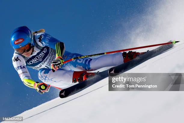 Mikaela Shiffrin of the United States competes in the Women's Alpine Combined at the FIS Alpine World Ski Championships on February 06, 2023 in...