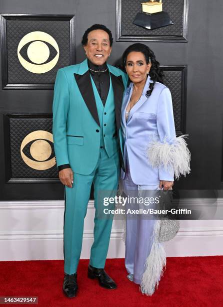 Smokey Robinson and Frances Glandney attend the 65th GRAMMY Awards at Crypto.com Arena on February 05, 2023 in Los Angeles, California.