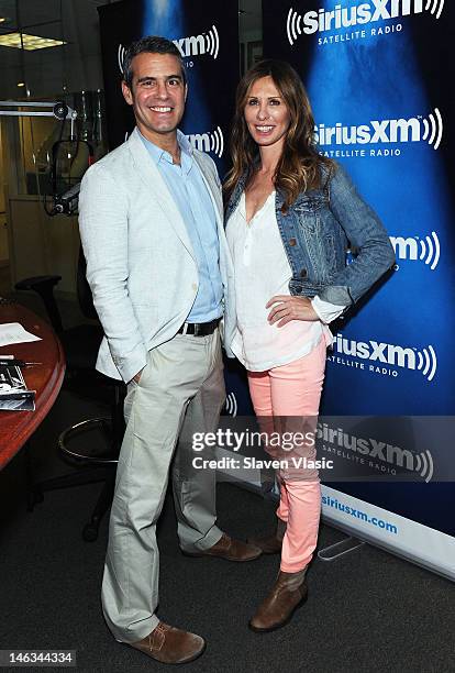 Personalities Andy Cohen and Carol Radziwill attend SiriusXM Series "Andy Cohen is most talkative" at SiriusXM Studios on June 14, 2012 in New York...